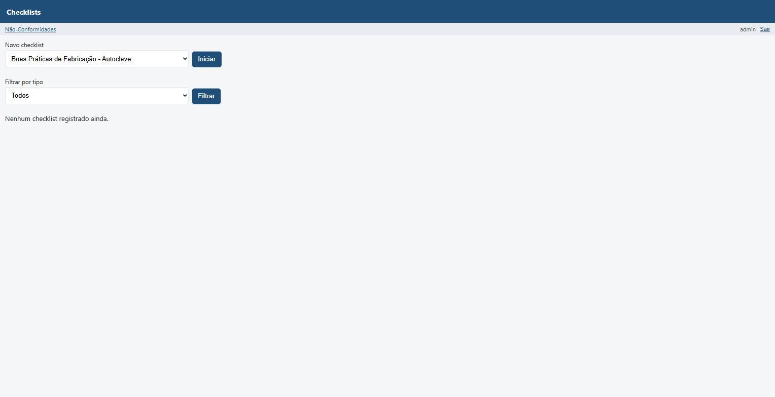 Seleção do tipo de checklist a ser preenchido.